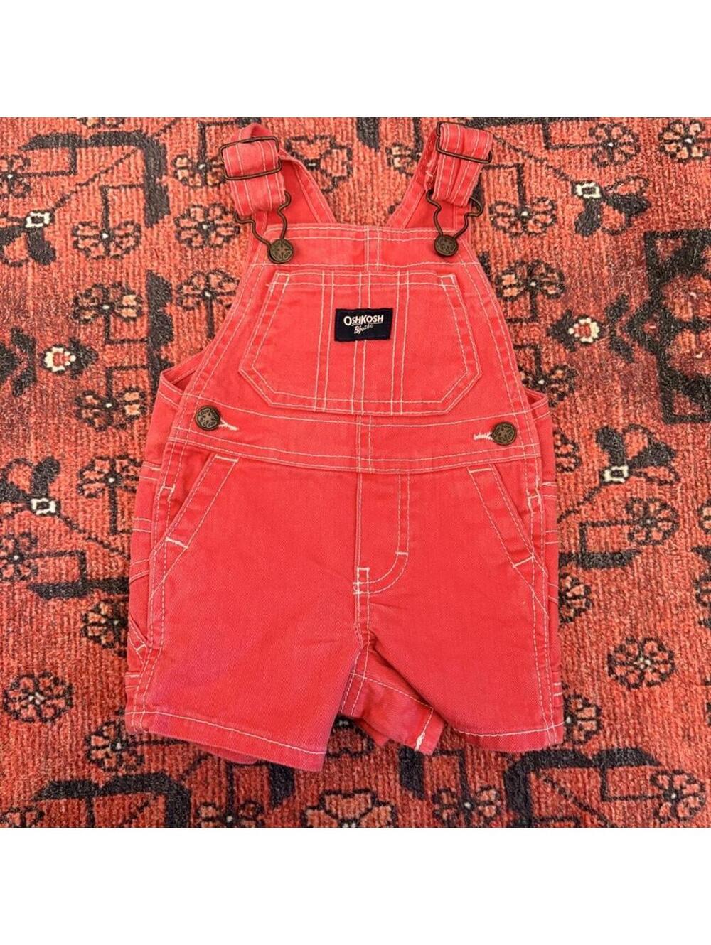 Oshkosh B Gosh Kid's Red and Pink Dungarees-overall